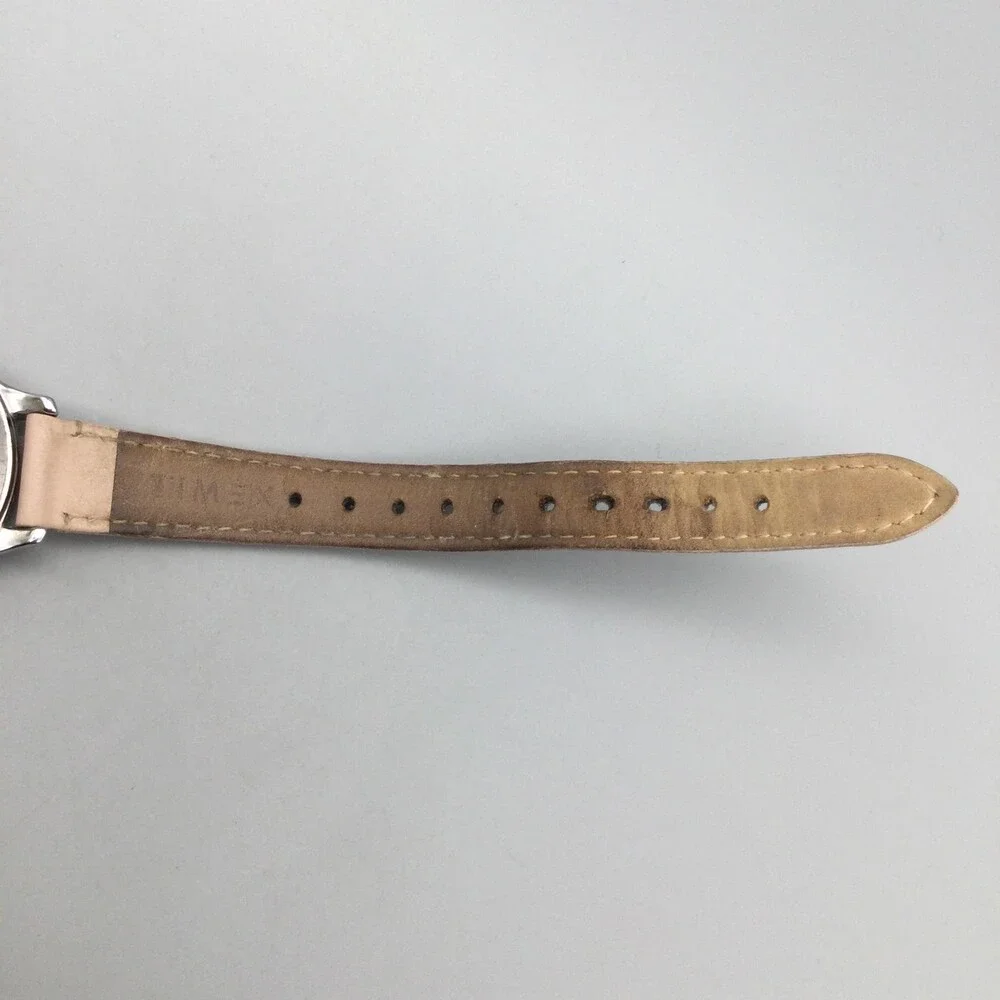 Timex Bloom Womens Analog Watch 36mm Pink Floral Dial Leather Strap New Battery